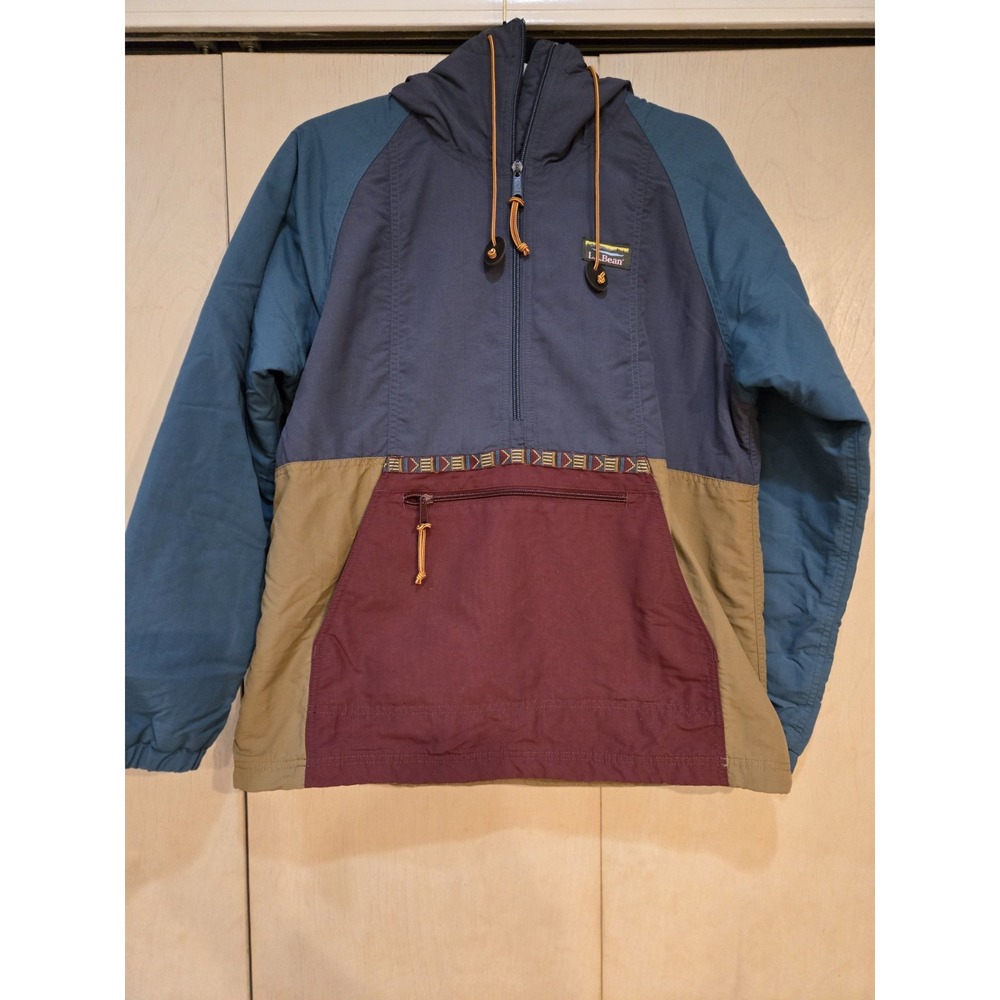 LL Bean Mountain Classic Insulated Anorak Women Small Petite Colorblock Pullover